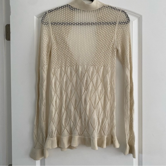 Tahari cream ruffle knit cardigan - Picture 4 of 6